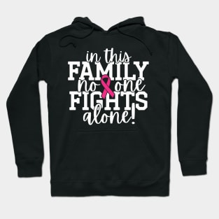 In This Family Nobody Fights Alone Breast Cancer Awareness Pink Cancer Ribbon Support Hoodie